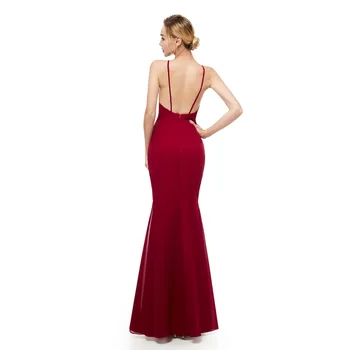 Szlachetny Weiss Wino czerwone suknia spaghetti pasy suknie ślubne partii długa szyfonowa spódnica Split sukienki panny młodej