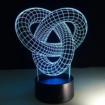Sznurek węzeł - 3D optyczna iluzja lampa led streszczenie sztuka dekoracji do sypialni salon atmosfera oświetlenia