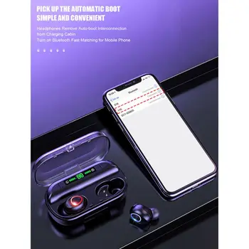 TWS Bluetooth V5.0 słuchawki Bezprzewodowe słuchawki wodoodporne Pojemność akumulatora cyfrowy wyświetlacz etui do ładowania dla systemu Android dla systemu iOS
