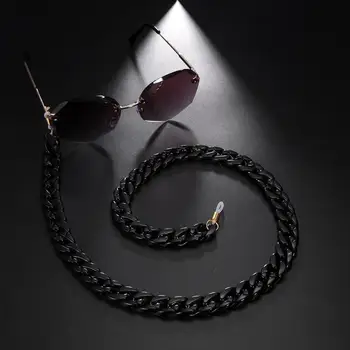 Teamer Chic Black Acrylic Glasses Chain for Men Women Punk szerokie okulary paski kable modne okulary do czytania uchwyt na szyi