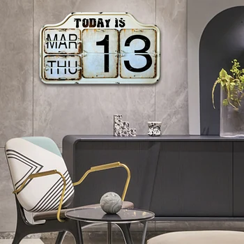 Tenis kalendarz wieczny kalendarz stojący Wystrój pokoju dekoracja Żelazo i PVC litera i cyfra wyglądają zabytkowe