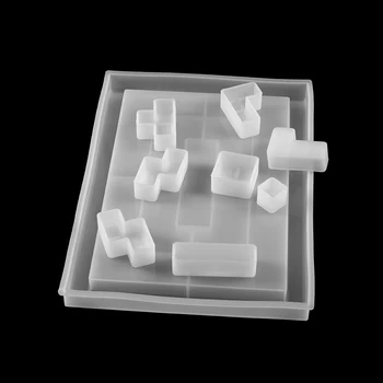 Tetris silikonowe formy coaster podajnik Kryształ UV epoksydowa żywica do odlewania formy do dekoracji domu gry dla dzieci DIY tworzenia biżuterii