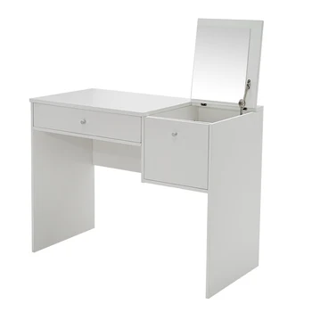 Toaletka stolik kosmetyczny Białe Lusterko do makijażu składany toaletka komoda sypialnia 2 komory do przechowywania rzeczy