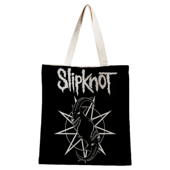 Torebki damskie Slipknot logo Canvas Tote Bag tkanina bawełniana na ramię torby Shopper dla kobiet Eko składane wielokrotnego użytku torby na zakupy