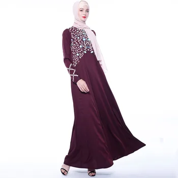 Turcja Maxi A-sylwetka muzułmański strój kobiety haft Abaya hidżab sukienki marokańska kaftan długie szlafroki Dubaj islamskiej odzież sukienka
