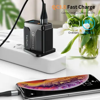 Twitch UK Quick Charge 3.0 USB Charger QC3.0 QC Fast Charger Multi Wall Plug Mobile Phone Charger for iPhone Samsung Xiaomi Mi