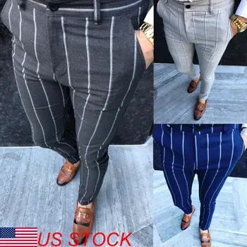 USA mężczyźni casual Slim Fit chudy biznesu formalny strój sukienka spodnie spodnie Spodnie