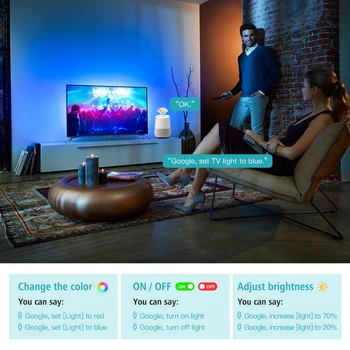 USB Smart WiFi LED Strip Lights RGB działa z Alexa Google Home Voice Controlled Music Light Strip do domowej kuchni, telewizora, imprezy