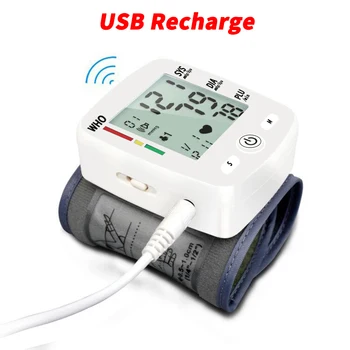 USB ładowanie automatyczne сфигмоманометр monitor ciśnienia krwi angielski głos nadawanie nadgarstek Bp monitory rytmu serca tonometr