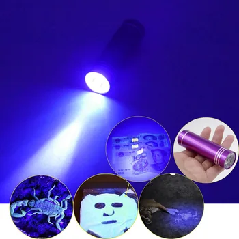UV Led Flashlight Torch Light 395nm Ultra Violet Light Blacklight UV Lamp AAA Battery For Marker Checker Cash Detection
