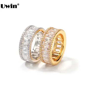 UWIN New 8mm męskie cyrkonu pierścienia wysokiej jakości miedzi oblodzonych sześcienny cyrkonu pierścienia hip-hop moda osobowość biżuteria prezent
