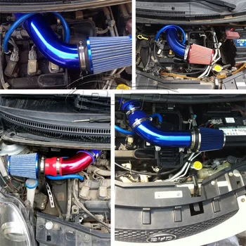 Uniwersalny samochodowy filtr powietrza 76 mm (3 cali wysoki przepływ samochodu wlot zimnego powietrza filtr aluminiowy włóknina materiał nierdzewny wąż wlotu powietrza