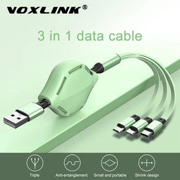 VOXLINK 3 w 1 USB chowany kabel do ładowania iPhone & Micro USB i USB C kabel przenośny kabel do ładowania dla Iphone X Samsung S9