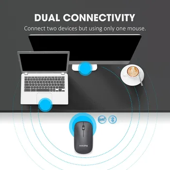 VicTsing PC269 Bluetooth 5.0 mysz bezprzewodowa ciche optyczne myszy tryb podwójny i 5 poziomów DPI do notebooka laptopa myszka