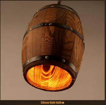 Vintage retro żyrandol przemysłowy twórczy wina beczka drewniana podłoga Пандент lampa do restauracji bar gorący garnek sklep kryty oprawy