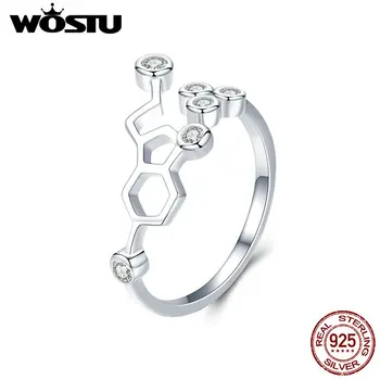 WOSTU 925 Sterling Silver The Honeycomb Finger Rings For Women Ring Brand Jewelry Gift FIR433
