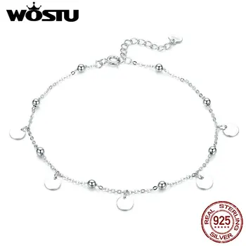 WOSTU  925 srebro bransolety przez cały cekinów moda oryginalne nożne bransoletki dla kobiet luksusowe biżuteria prezenty BKT011