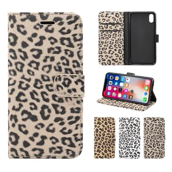 WeFor portfel etui dla Apple iphone XS Max XR X 6 6S 7 8 Plus 5 5S SE etui na woreczki Leopard Pantera Print Leather Coque