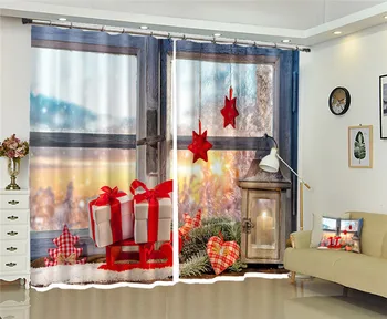 Wesołych Świąt drukowanie 3D twórczych świątecznych zdjęć precyzyjny szarej zasłony do salonu luksusowe zasłony