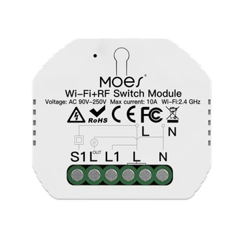 WiFi+RF433 light switch Smart Relay Switch Module 1 Gang 1/2 Way Hidden 90-250V Smart Life/Tuya App praca z Alexa Google Home