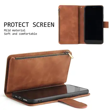 Wielofunkcyjny portfel na zamek etui dla Iphone 12 Pro Max Mini Luxury Flip PU skórzane etui dla Iphone 12 Pro gniazdo kart Coques