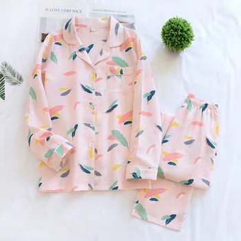 Wiosna/lato 2021 nowy styl bawełna zestaw piżamy damskie z długim rękawem, z dwóch części kolor pióro plus rozmiar domowego obsługi kawaii