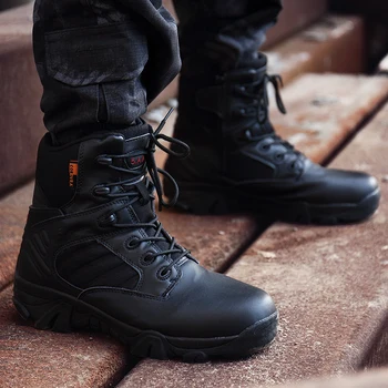 Wojskowe taktyczne męskie buty Specjalne kostki buty męskie wodoodporna skóra pustyni bojowe buty wojskowe buty robocze HX-009