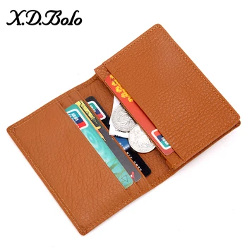 XDBOLO New Leather Wallet Women Small Fashion Business Card Cover Multi-function ID Bank Card Genuine Leather Wallet Mans