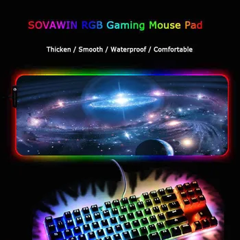 XGZ Space Planet Gaming Computer Mousepad RGB Duża podkładka pod mysz Gamer Mouse Carpet Big Led Mause Pad PC Desk Play Mat z podświetleniem