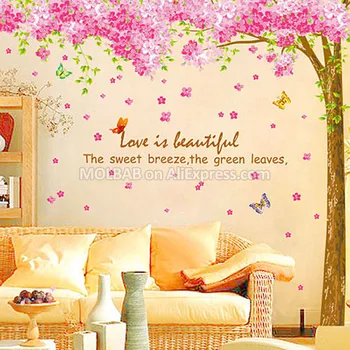 XL Cherry Blossom Tree Wall Sticker odpinany Kwiat wiśni naklejki do salonu dekoracji sypialni Nowoczesny wystrój domu 2 szt./kpl.