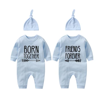 YSCULBUTOL Baby Twins Bodysuit Born Together Friend Forever Baby boy Clothes Toddler Girl Clothes