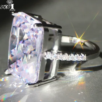 YaYI Jewelry Fashion Princess Cut Huge 18 CT White Zircon Silver Color obrączki obrączki dla zakochanych pierścienie dla imprez 1394