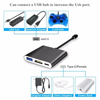 Yoteen Type C zasilacz do Nintendo Switch wymiana stacji dokującej TV HDMI-konwerter zgodny kabel USB 3.0, port dla akcesoriów