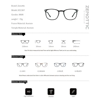 ZENOTTIC octan kwadratowa oprawa dla punktów mężczyźni retro oversize optyczne krótkowzroczne oprawki okularowe kobiety CR-39 przezroczyste okulary soczewki