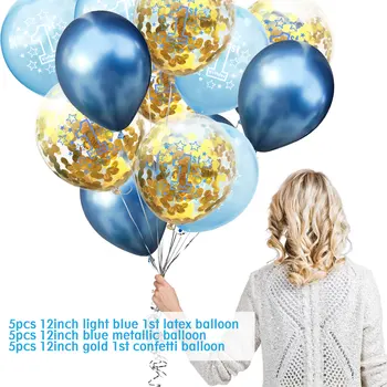 ZLJQ 1st Boy Gilr Happy Birthday Confetti Balloon First Birthday Decoration Latex Helium Balloon idealny do dziecięcych imprez