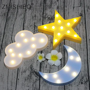ZMISHIBO LED Novelty Night Light Sky Theme stolik lampa Moon Star Cloud Decoration lampa do sypialni dla dzieci dziecka bateria AA