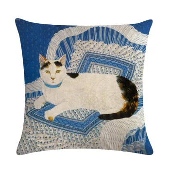 Zabytkowe obrazy olejne kot ozdobne pokrowce jednorzędowy bawełna pościel poszewka zwierzę poszewka na kanapie krzesło w domu