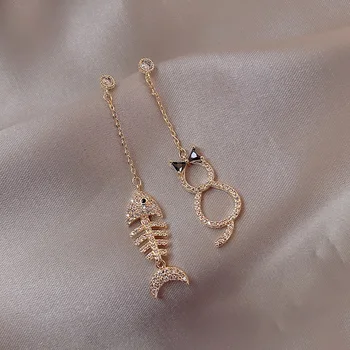 Zbroje koty i rybich kości długie kolczyki kolczyki nowe koreańskie proste kolczyki dla kobiet 2020 moda biżuteria Dorp kolczyki akcesoria