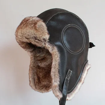 Zimowa ушанка kapelusz Mężczyźni Kobiety pilot pilot bombowiec Trapper kapelusz faux skóra śnieżna czapka z uszami