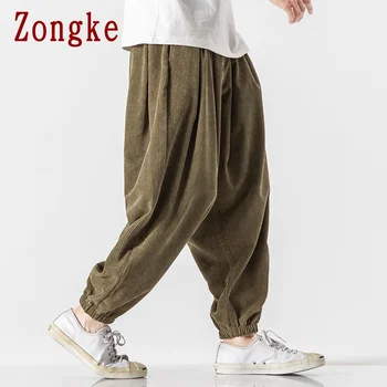 Zongke aksamitne spodnie Męskie odzież biegacze Męskie spodnie ulica japoński odzież Spodnie hip-hop sportowe spodnie mężczyźni 5XL 2021