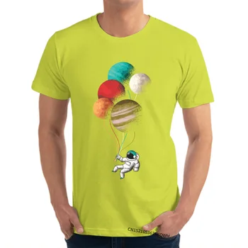 Zwykły astronauta z balonów t-shirt Nowy rok Dzień O-neck tkanina bawełniana męska w top koszulki normalne bluzki t-shirt moda