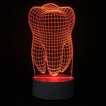 Ząb zamek przestrzeń nocna 3D LED 16 kolorów wymienny ekran dotykowy przełącznik nowość lampa do dekoracji wnętrz klinika stomatologiczna dzieło sztuki