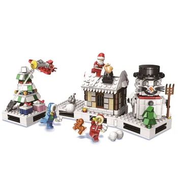 Świąteczne klocki Creator, Technic Mini Santa Claus Train Set Model Kits cegły zabawki dla dzieci zimowe dla dzieci świąteczny prezent