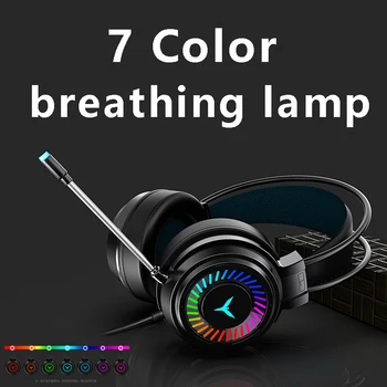 Геймерские słuchawki gamingowe słuchawki z mikrofonem dźwięk przestrzenny stereo USB kolorowe światło przewodowe słuchawki do PC laptopa